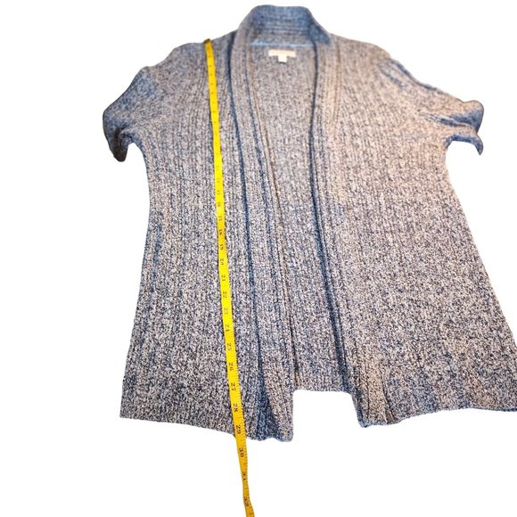Kim Rogers Blue with White Open Front  Cable Knit Relaxed Fit Cardigan. Size Lar - Picture 5 of 13